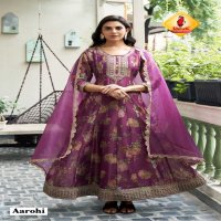 kumkum by shruti suits new trendy readymade simmer tissue gown set