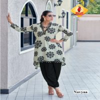 shruti suits utsav viscose georgette mirror work full stitch indo western kurti with pant