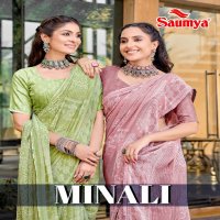 Saumya Minali Wholesale Golden Georgette Fabrics Ethnic Sarees