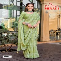 Saumya Minali Wholesale Golden Georgette Fabrics Ethnic Sarees
