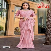 Saumya Minali Wholesale Golden Georgette Fabrics Ethnic Sarees
