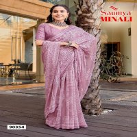 Saumya Minali Wholesale Golden Georgette Fabrics Ethnic Sarees