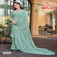 Saumya Minali Wholesale Golden Georgette Fabrics Ethnic Sarees