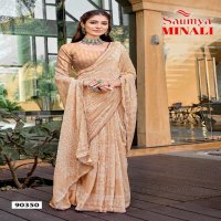 Saumya Minali Wholesale Golden Georgette Fabrics Ethnic Sarees