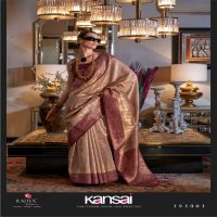 Rajtex Kansai Wholesale Zari Tissue Handloom Weaving Party Wear Sarees