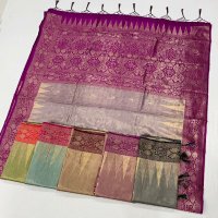 Rajtex Kansai Wholesale Zari Tissue Handloom Weaving Party Wear Sarees