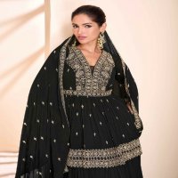 anmol by sayuri designer readymade chinon silk skirt kurti with dupatta