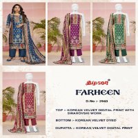 farheen 2943 by bipson prints korean velvet stylish winter ladies suit