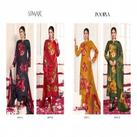 Glossy Simar Poorva Wholesale VIscose Pashmina With Handwork Winter Suits