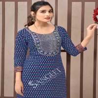 Sangeet jyothika neck embroidery print rayon plus size readymade combo sets kurti