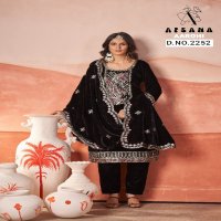 Afsana Aarohi Wholesale Velvet Fabrics Readymade Suits Combo