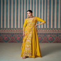 sayuri designer ethnic readymade chinon silk indo western 3pcs dress