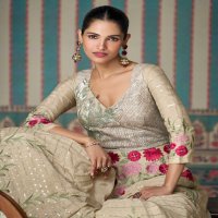 sayuri designer ethnic readymade chinon silk indo western 3pcs dress