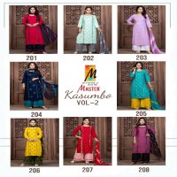 Master Kasumbo Vol-2 Wholesale Reyon Work Top With Pant And Dupatta