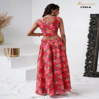 Amoha C704 embroidery work crape readymade crop top with plazzo & shrug