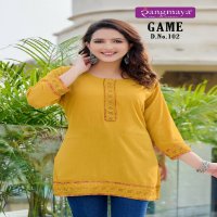 Rangmaya Game Wholesale Rayon Rinkle Short Tunics Collection