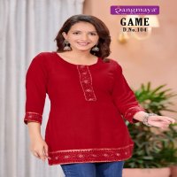 Rangmaya Game Wholesale Rayon Rinkle Short Tunics Collection