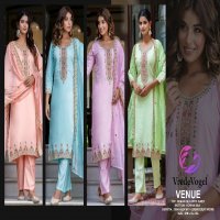 Vredevogel Venue Wholesale Roman Silk Kurti With Pant And Dupatta