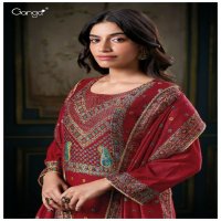 Ganga Myine S3064 Wholesale Pure Pashmina With Hand Embroidery Winter Suits