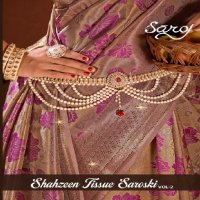 Saroj Shahzeen Tissue Saroski Vol-2 Wholesale Heavy Satin Fabrics Sarees