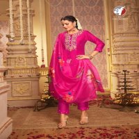 ANJU FAB SANGEET VOL 6 FULL STITCH DESIGNER BEAUTIFUL HANDWORK KURTI PANT DUPATTA