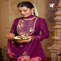 ANJU FAB SANGEET VOL 6 FULL STITCH DESIGNER BEAUTIFUL HANDWORK KURTI PANT DUPATTA