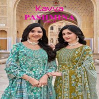 KAVYA PASHMINA VOL 11 COTTON LINING FANCY CASUAL WEAR READYMADE KURTI PANT WITH DUPATTA