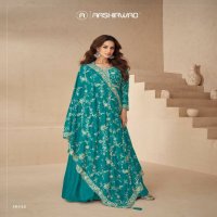 Aashirwad Kesariya Wholesale Chinon Silk Gown With Dupatta Free Size Stitched Suits