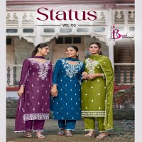 Bhavi Status Vol-3 Wholesale Reyon With Work Top With Pant And Dupatta