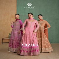 sayuri designer arzoo embroidery work georgette readymade gown set collection