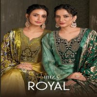 Ibiza Royal Wholesale Pure Morroco Silk With Velvet Winter Salwar Suits