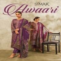 Glossy Simar Awaari Wholesale Pure Viscose Pashmina With Embroidery Work Winter Suits