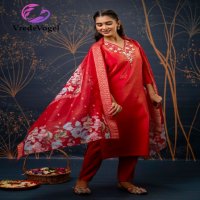 Vredevogel Vrutika Wholesale Simar Roman Silk Top With Pant And Dupatta