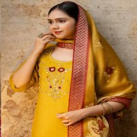 Vredevogel Vrutika Wholesale Simar Roman Silk Top With Pant And Dupatta