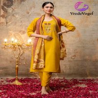 Vredevogel Vrutika Wholesale Simar Roman Silk Top With Pant And Dupatta