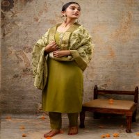 Vredevogel Vrutika Wholesale Simar Roman Silk Top With Pant And Dupatta