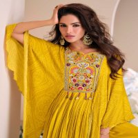 mohey by sayuri designer chinon silk readymade designer gown set