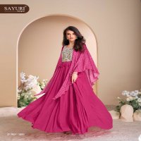 mohey by sayuri designer chinon silk readymade designer gown set