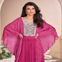 mohey by sayuri designer chinon silk readymade designer gown set