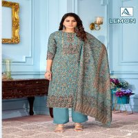 Alok Lemon Wholesale VIscose Winter Digital Print With Work Dress Material