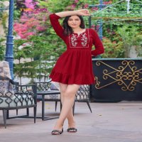 Tips And Tops Yami Vol-4 Wholesale Reyon Wrinkle Fancy Short Tops