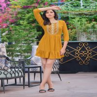 Tips And Tops Yami Vol-4 Wholesale Reyon Wrinkle Fancy Short Tops