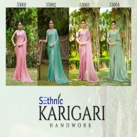 Sethnic Karigari Hand Work Vol-1 Wholesale Satin Chiffon Broad With Handwork Sarees