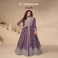 Aashirwad Rakhi Wholesale Premium Chinon Silk Free Size Stitched Suits