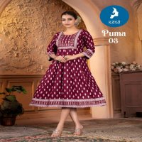 kaya puma elegant look readymade frock style rayon kurti