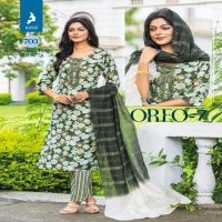 oreo vol 7 by kaya beautiful print rayon readymade plus size 3pcs dress