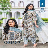 oreo vol 7 by kaya beautiful print rayon readymade plus size 3pcs dress