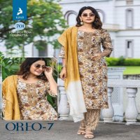 oreo vol 7 by kaya beautiful print rayon readymade plus size 3pcs dress