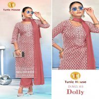 TUNIC HOUSE DOLLY CHIKANKARI TOP BOTTOM DUPATTA SIZE SET COMBO