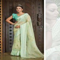 triveni phooljhadi vol 5 abstract printed organza saree online